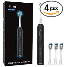 Sonic Electric Toothbrush 4 Brushing Modes Smart Timer IPX7 Waterproof Black for Adults and Kids