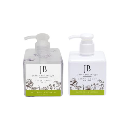 Patchouli &amp Saffron Organic Body Wash &amp Body Crème Set (8 Oz Body Wash &amp Crème Bottles)