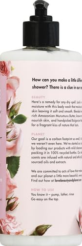 Love Beauty And Planet Bountiful Moisture Body Wash to Clean Hydrate Skin Murumuru Butter Silicone Free Paraben Free Vegan rose 16 Fl Oz