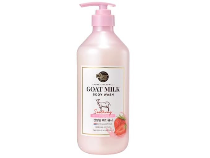 Premium Goat Milk Body Wash with strawberry For Smooth Skin Moisturizing PH Balancing Body Cleanser with Herb Pure Complex 27 Fl Oz