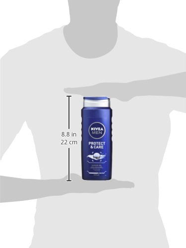 NIVEA MEN Protect &amp Care 3-in-1 Shower Gel for Body Face and Hair with Aloe Daily Cleansing Formula with Fresh Masculine Fragrance Dermatologically Tested Shower Gel16.9 fl oz/500 ml Bottle