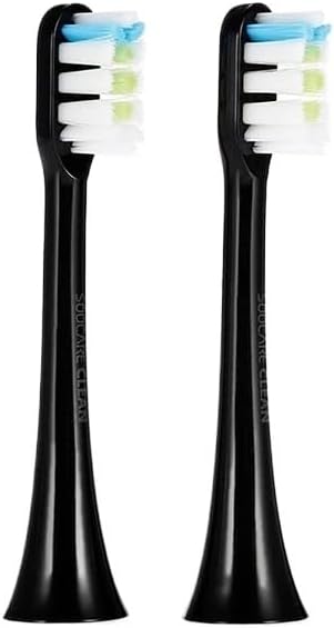 Compatible for SOOCAS Sonic Electric Toothbrush Heads Replacement X1 X3 X3U X5 Teeth Brush(Black 2 pcs)