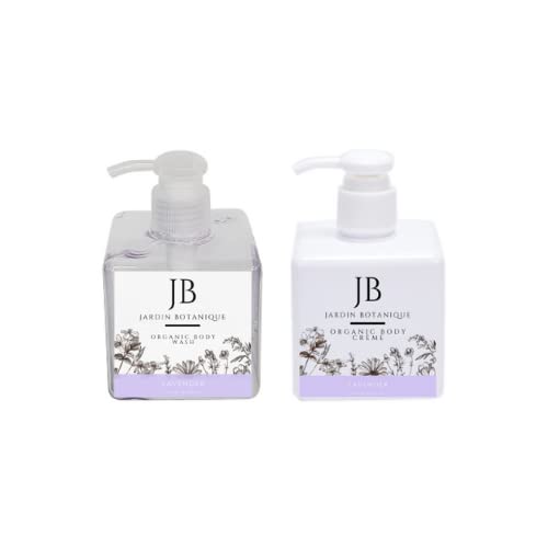 Lavender Organic Body Wash &amp Body Crème Set (8 Oz Body Wash &amp Crème Bottles)