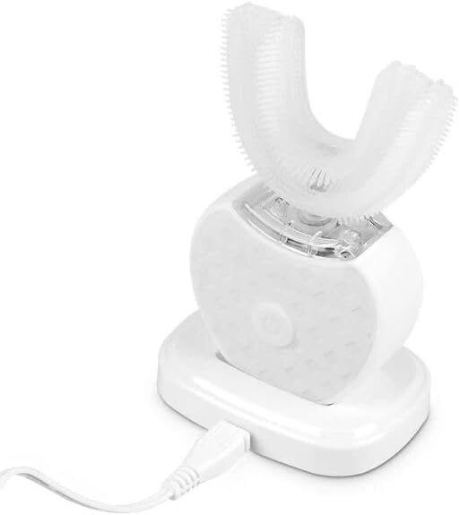 Aimery Automatic Toothbrush U Shaped Toothbrush for Adults 360° - Ultrasonic U-Automatic Toothbrushes for Teeth Whitening - Wireless Charging &amp LED Light - Waterproof IPX7 Certified