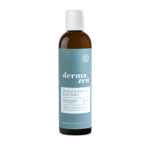 Dermazen Natural Mineral &amp Enzyme Body Wash for Men &amp Women | Malassezia Safe | Gentle Hydrating &amp Nourishing Cleanser w/Papaya &amp Cucumber for Soft Radiant Skin – Sulfate &amp Parab