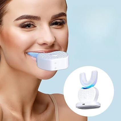 Scandinavian Smiles U-Shaped ToothbrushElectric Toothbrush for Adults360°Teeth Whitening Dental Tooth Cleaner (Black)