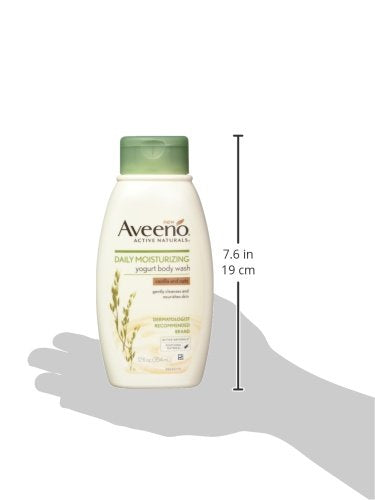 Aveeno Daily Moisturizing Yogurt Body Wash for Dry Skin with Soothing Oat &amp Vanilla Scent Gentle Body Cleanser 12 fl. oz (Pack of 3)