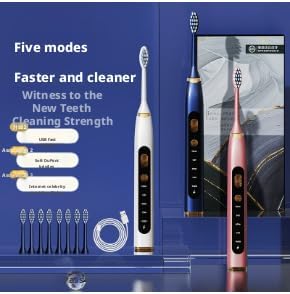 Magnetic Levitation Sonic Adult Electric Toothbrush USB Charging Fully Automatic Vibrating Soft Bristled Toothbrush Provide 5 Cleaning Modes 3 Intensities 4 Soft Brush Heads. (Rose Gold)