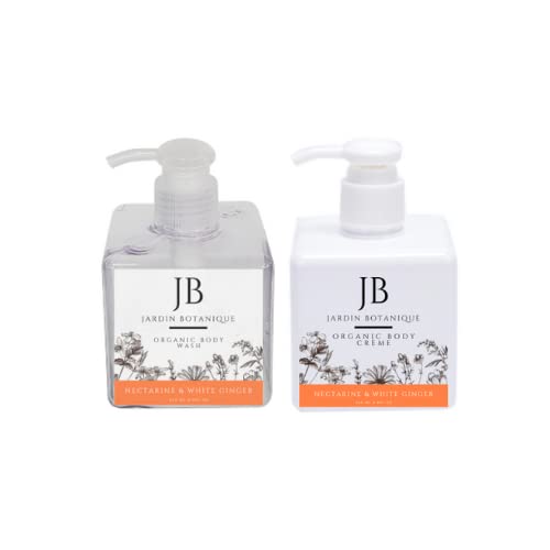 Nectarine &amp White Ginger Organic Body Wash &amp Body Crème Set (8 Oz Body Wash &amp Crème Bottles)