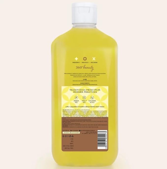 Just..Herbs Lime and Liquorice Vitamin C Body Wash for Men &amp Women | Hydrates Skin Reduces Hyperpigmentation &amp Maintains pH Level | Suits All Skin Types- 300 ml