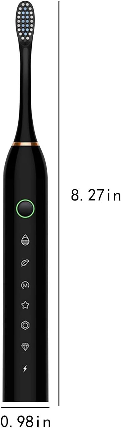 Generic Electric Toothbrush with 8 Brush Heads &amp 6-Speed Rechargeable Electric Powered Toothbrush for Adults Smart Powerful Electric Toothbrush Black