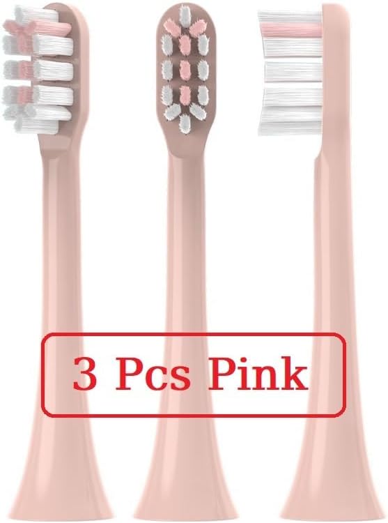 3/8/12 Pcs Compatible with SOOCAS V1/X1/X3/X5/X3U/X3PRO/v1/v2 Replacement Brush Heads Electric Toothbrush Head Soft Dupont Bristle Nozzles(3 Pcs Pink)