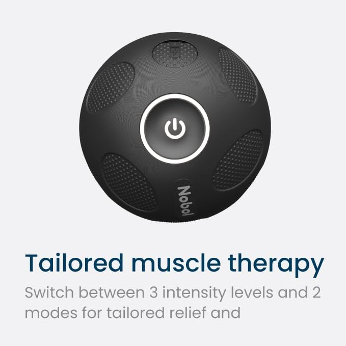 Nobol Muscle Recovery Kit | MyoSphere Vibration Massage Ball &amp MyoBelt Accessory | Target deep Muscle Layers Easing Tension in The Back Neck Shoulders arms HIPS Glutes and Legs. (Space Blac