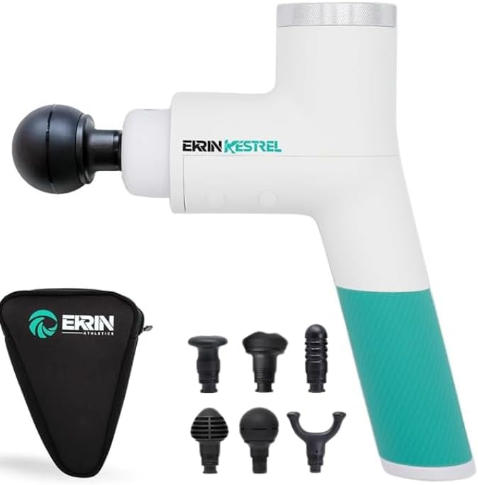 Ekrin Athletics White Kestrel Percussive Massager - Enhanced Precision &amp Comfort for Elite Muscle Recovery &amp Wellness - Relieve Sore Muscles and Stiffness