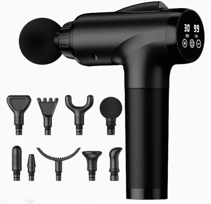 Athlete Massage Gun Deep Tissue Percussion Handheld Massager with 30 Speeds Portable Electric Muscle Massager 2500mAh Battery 9 Heads for Back Neck Shoulder Gift for Him/Her