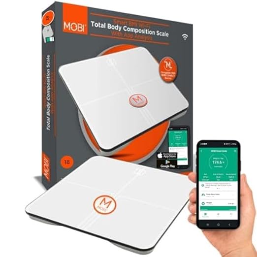 MOBI Smart Wi-Fi Body Composition Scale with App Analysis for Health Fitness and Diet Tracking. Wireless Weight Scale &amp Quick on-Phone Analysis