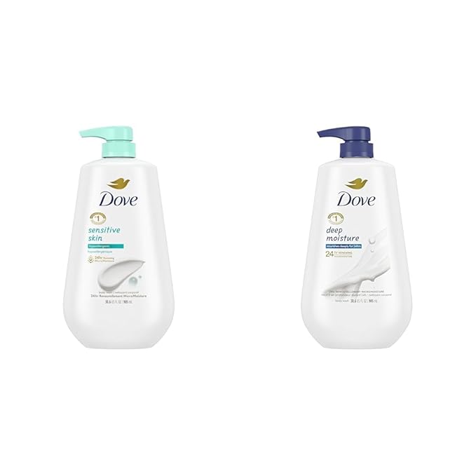 Dove Body Wash with Pump Sensitive Skin Hypoallergenic Paraben-Free &amp Body Wash with Pump Deep Moisture For Dry Skin Moisturizing Skin Cleanser