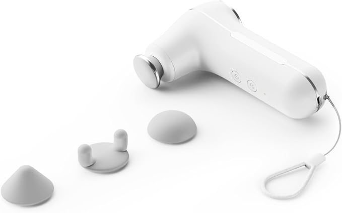 Nobol MyoLite Percussion Massage Gun - Deep Tissue Muscle Relief Quiet &amp Portable Cordless with 4 Attachments and Travel Case (White)