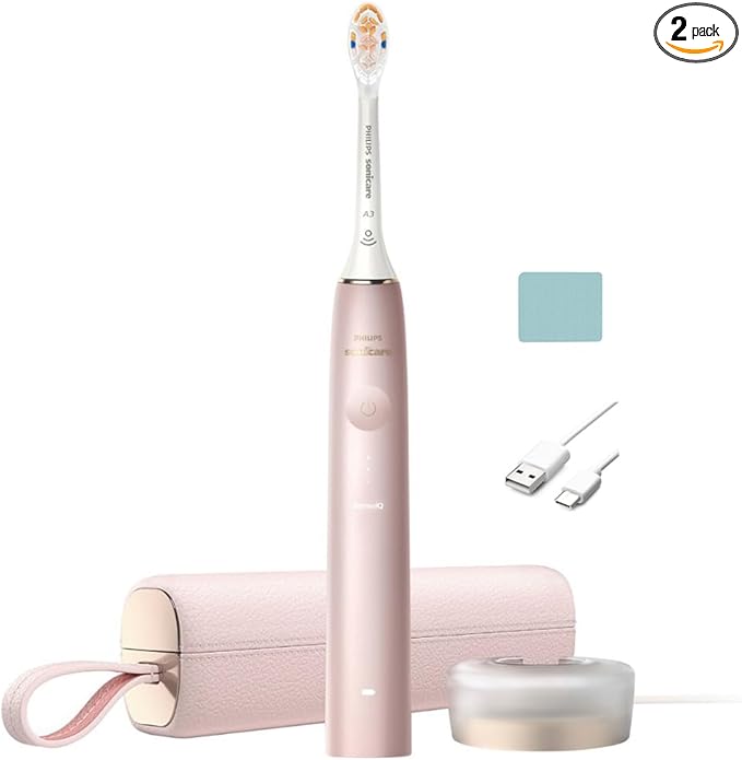 Philips Sonicare Protective Clean 9900 Rechargeable Electric Power Toothbrush Charging Travel Case with USB Charging Soft Brush Head Pink with Accessories