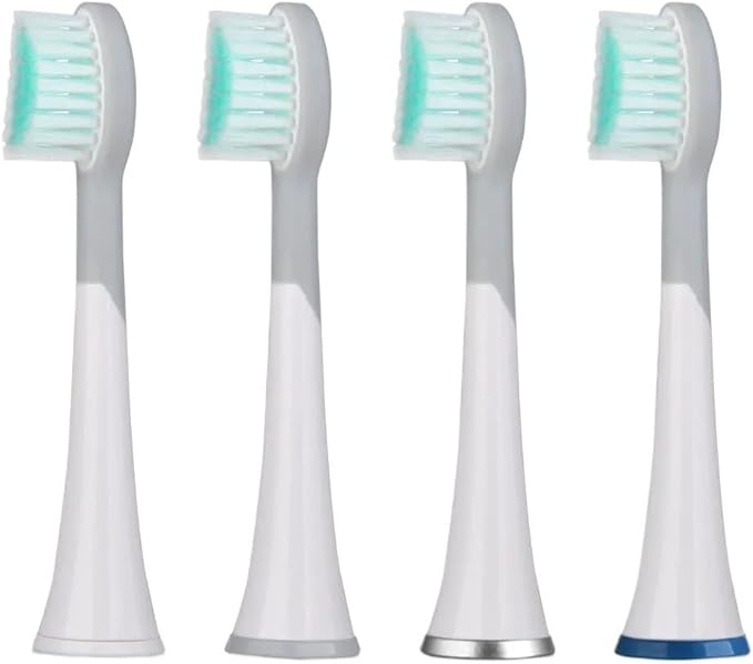 D901/D902 4pcs White Rubberied Replacement Toothbrush Heads with CapsCompatible for D01/D02 Electric(White)