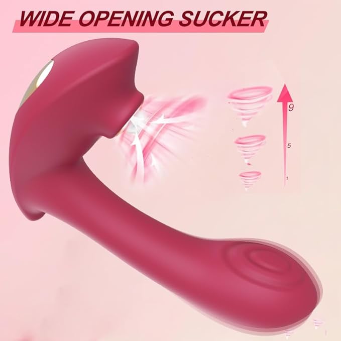 Dual Stimulation Adult for Women 10 Frequency Thrusting Stimulation Modes with Strong Suction Cup for Hands Free Play Automatic Electric Machine Tool for Women Pleasure (Red)