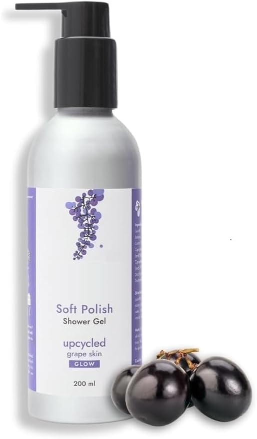 Grape Skin Soft Polish Shower Gel 200 ml | Bio-Active - Upcycled Body Wash | Antioxidant-Rich Cleanser | Eco- Friendly - All Skin Types - Men &amp Women...