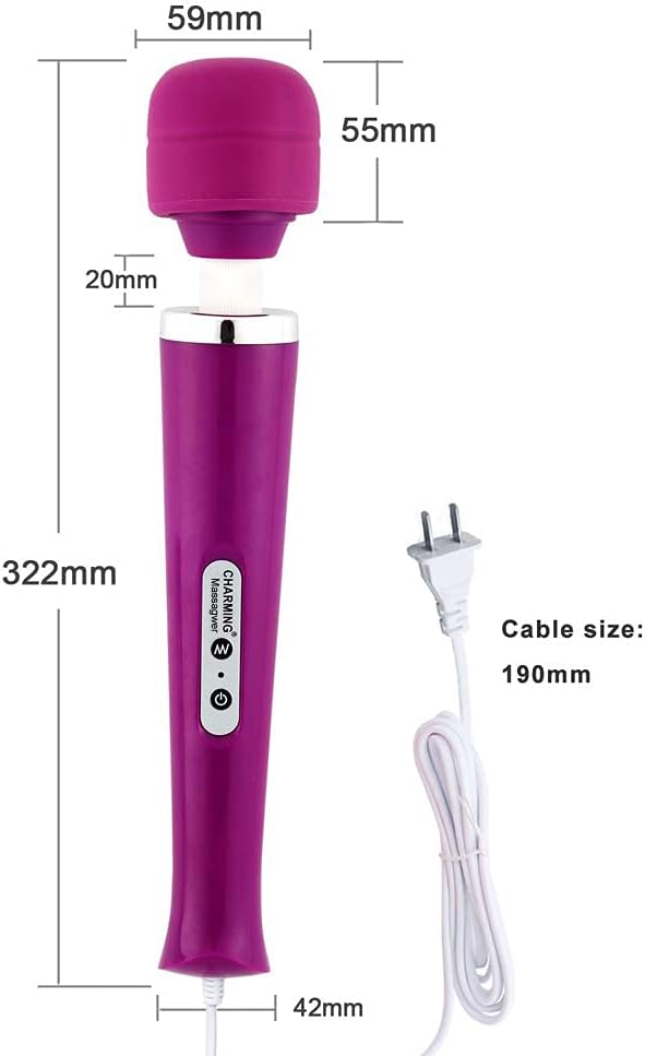 CHARMING 10 Speeds Wired Powerful Handheld Massager with Strong Vibrations Personal Therapy Massager for Sports Recovery Muscle Aches Body Pain (Purple)