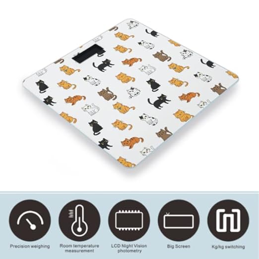 Men's Smart Scale for Body Weight Digital Bathroom Weighing Scale Automatic Switch Energy Saving Scale Compatible with Cute Cats