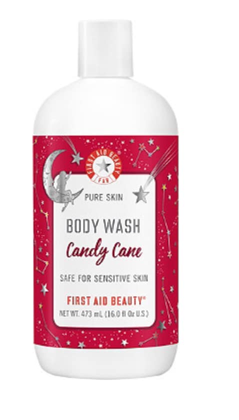 First Aid Beauty FAB Pure Skin Body Wash Candy Cane Holiday Collection Deep Cleansing Limited Edition 16 Fl oz