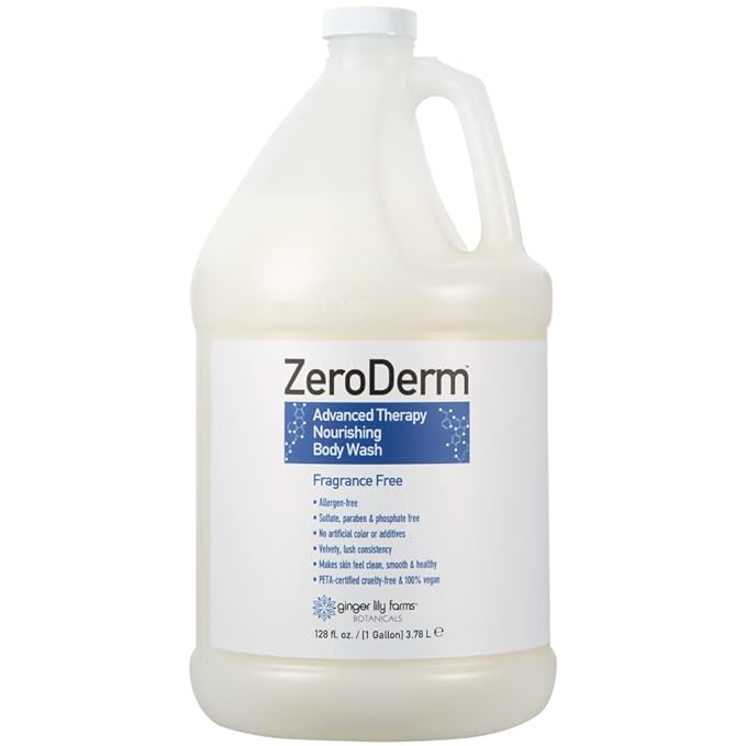 Ginger Lily Farms Botanicals ZeroDerm Advanced Therapy Body Wash + Shampoo + Conditioner Bundle 1 Gallon Each