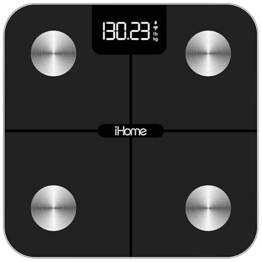 iHome Digital WiFi Smart Scale for Body Weight Weight Scale Including BMI Body Fat Muscle Mass Batteries Included (Black Smart WiFi)