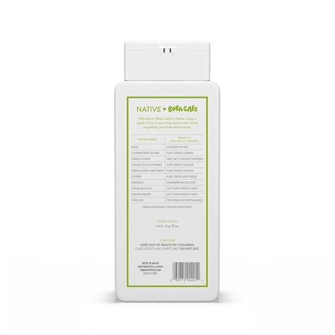 Native Body Wash Limited Edition Strawberry Matcha Sulfate Free Body Wash for Women &amp Men Boba Café 18 fl oz with Travolle Dispenser Pump