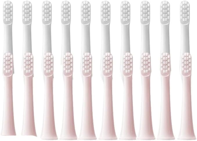 10pcs Replacment Heads Compatible for XIAOMI T100 Sonic Electric Toothbrush Soft Vacuum Dupont Whitening Clean Bristle Brush Nozzles Head(5White 5Pink)