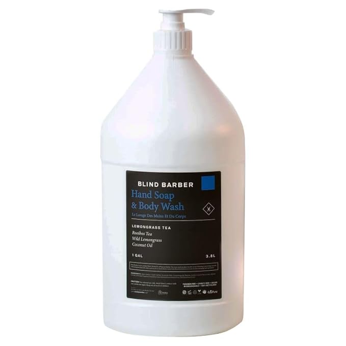 World Amenities Blind Barber Hand Soap and Body Wash 1 Gallon - Bulk Pack Body Care Liquid Soap