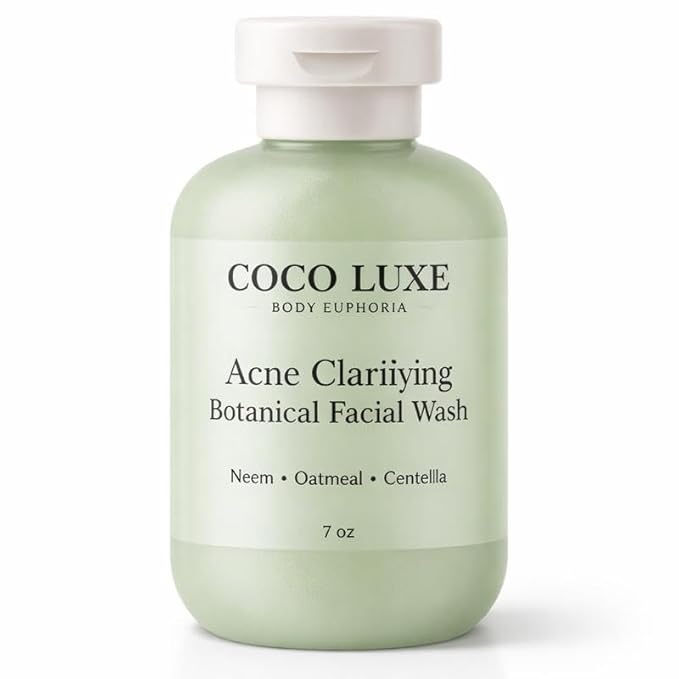 COCO LUXE Body Euphoria Acne Clarifying Botanical Facial Wash with Neem Oatmeal &amp Centella 7 oz for Clear Healthy Skin
