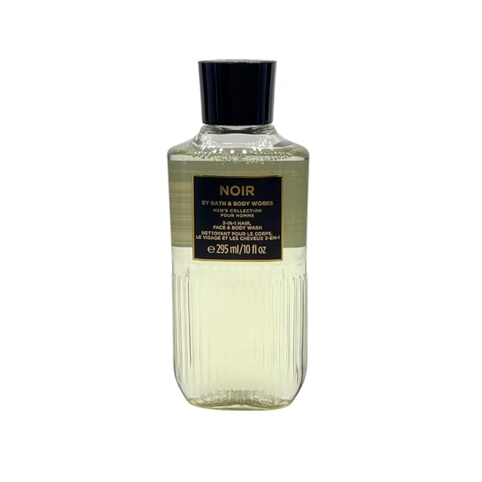 Bath &amp Body Works BOURBON NOIR OCEAN Men's Collection 3-in-1 Hair Face &amp Body Wash 3-piece Gift Set with a Blue Bow for Holidays - 10 fl oz each