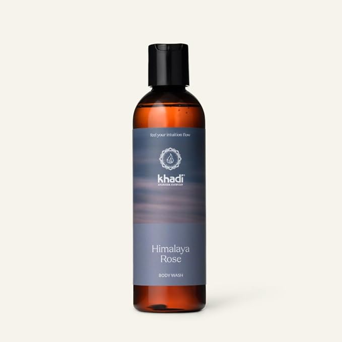 KHADI HIMALAYA ROSE BODYWASH – Ayurvedic Shower Gel – 100% Natural – Intensely Cleanses &amp Cares – Regenerating and Balancing – Rose Bergamot &amp Mandarin – 200ml