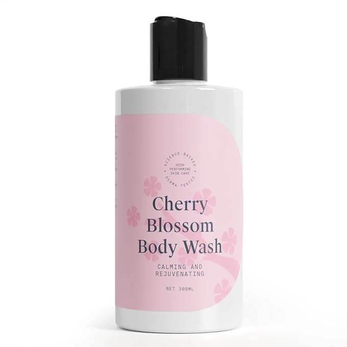 MZ nourishing Body Wash with Cherry Blossom Fragrance - Daily Calming Body Wash for Men &amp Women - Gently Cleanses - Natural Vegan &amp Cruelty-Fre - (300ml)