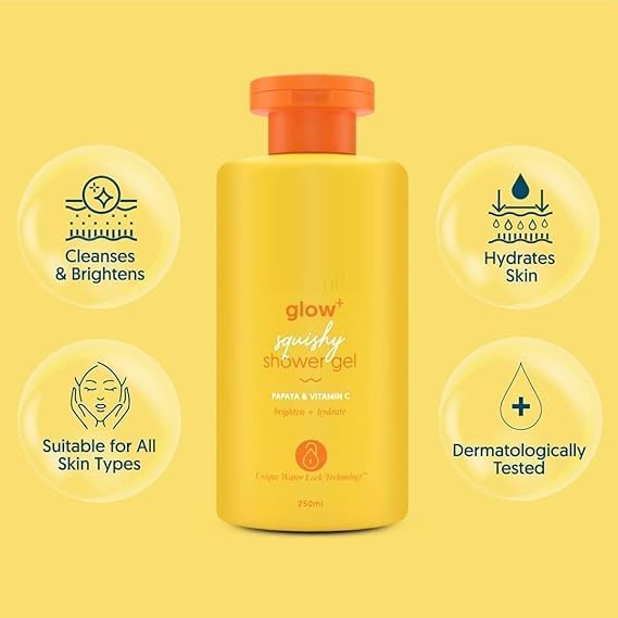 Body Wash Squishy Shower Gel with Papaya &amp Vitamin C for Dry &amp Hydrated Skin for Men &amp Women - 250ml (8.4 Fl Oz)
