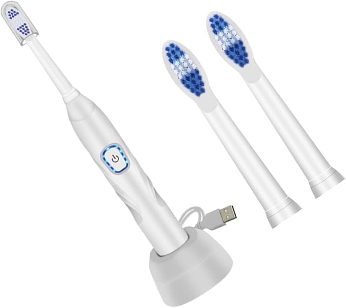 SUPVOX Electric Toothbrush USB Charging Vibration Sonic Bristle Toothbrush Set for Home Use Waterproof White