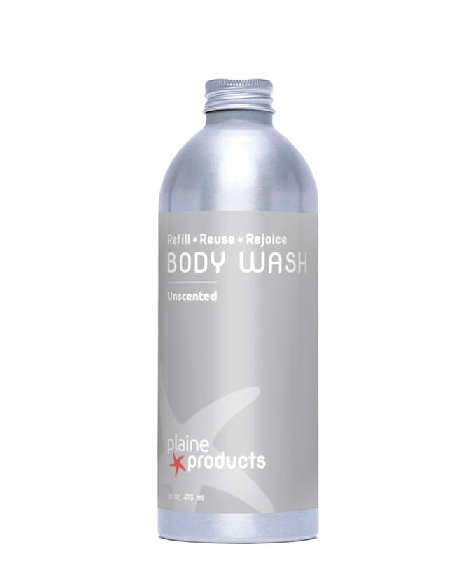 Plaine Products Eco-Friendly Body Wash - Unscented - Sulfate/Paraben/Phthalate Free 16 oz (Refill Bottle - No Pump)