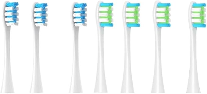 Compatible for Oclean Flow/X/X PRO/ Z1/ F1/ One/Air 2 /SE Brush Heads Soft Sonic Toothbrush Vacuum Bristle 7pcs Replacement(3Blue 4Wgreen)