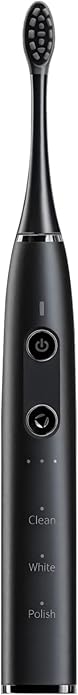 Electric Toothbrush With 9 Modes Rechargeable Wireless Charging Waterproof Design Sleek Black For Adults