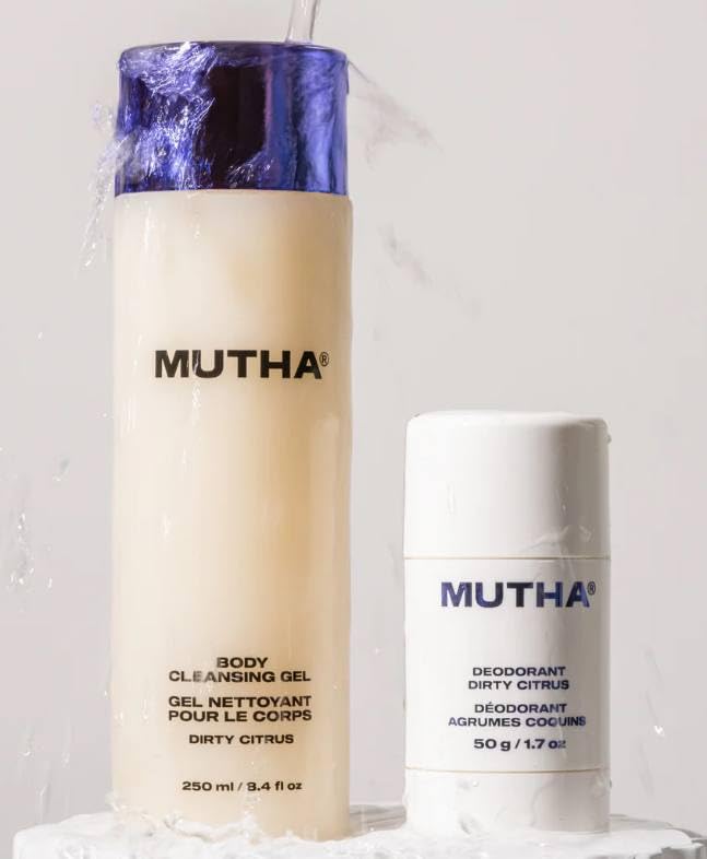 MUTHA Dirty Citrus Bath Bundle - Body Cleansing Gel Nudist Exfoliating Body Bar and Deodorant