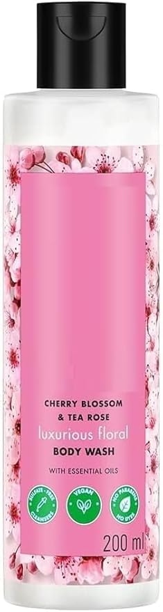 AM Cherry Blossom &amp Tea Rose Luxurious Body Wash | Liquid Shower Gel | Hydrating | Paraben Free 200ml