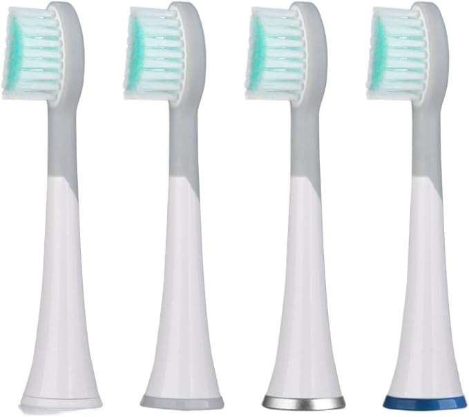 D901/D902 4pcs White Rubberied Replacement Toothbrush Heads with CapsCompatible for D01/D02 Electric(White)