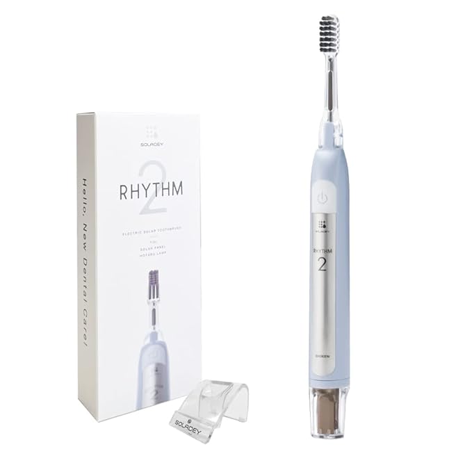 Soladey SoladeyRhythm2 Ionic Power Electric Toothbrush Solar Panels and TiO2 Semiconductor (Ice Blue) Ready to use Ionic Toothbrush