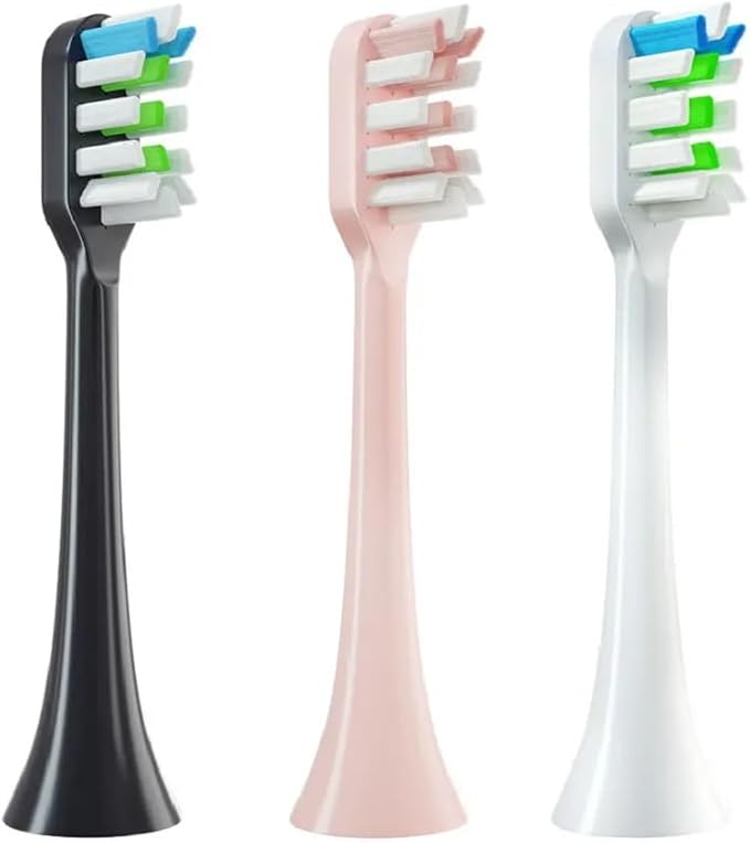 3/8/12 Pcs Compatible with SOOCAS V1/X1/X3/X5/X3U/X3PRO/v1/v2 Replacement Brush Heads Electric Toothbrush Head Soft Dupont Bristle Nozzles(3 Pcs Black)