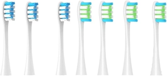 Compatible for Oclean Flow/X/X PRO/ Z1/ F1/ One/Air 2 /SE Brush Heads Soft Sonic Toothbrush Vacuum Bristle 7pcs Replacement(3Blue 4Wgreen)
