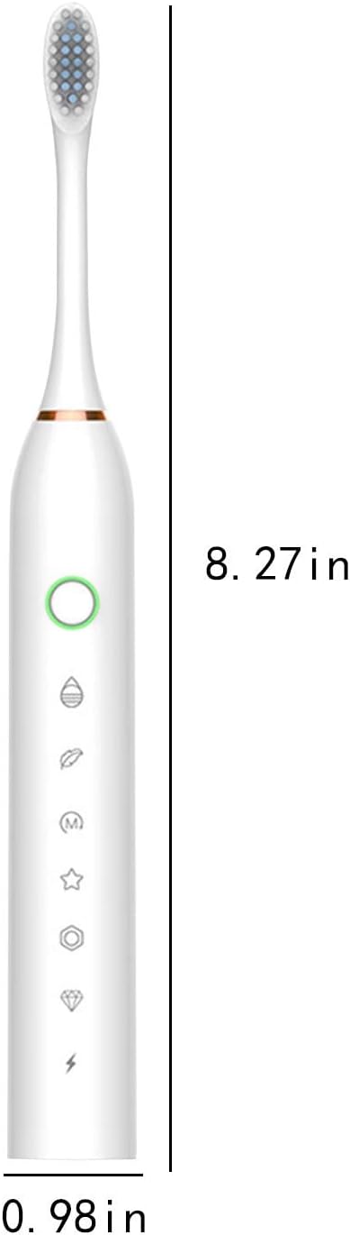 Generic Electric Toothbrush with 8 Brush Heads &amp 6-Speed Rechargeable Electric Powered Toothbrush for Adults Smart Powerful Electric Toothbrush White